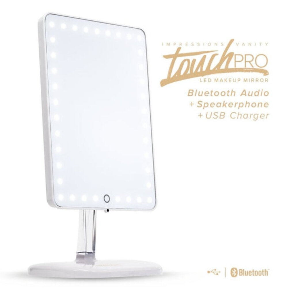 Impressions Vanity Touch Pro LED Makeup Mirror With Bluetooth & USB Charger